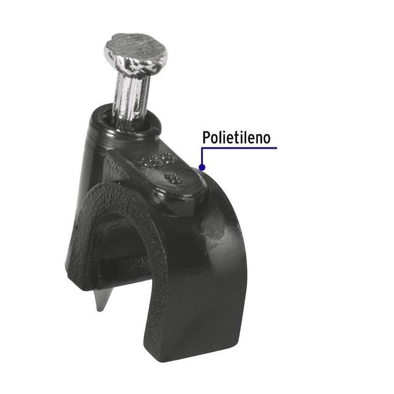 Grapa Negra con Clavo de 8 mm para Cable Redondo