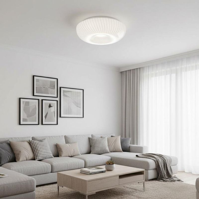 Plafón de Techo LED de 12W Redondo Diseño de Líneas Blanco