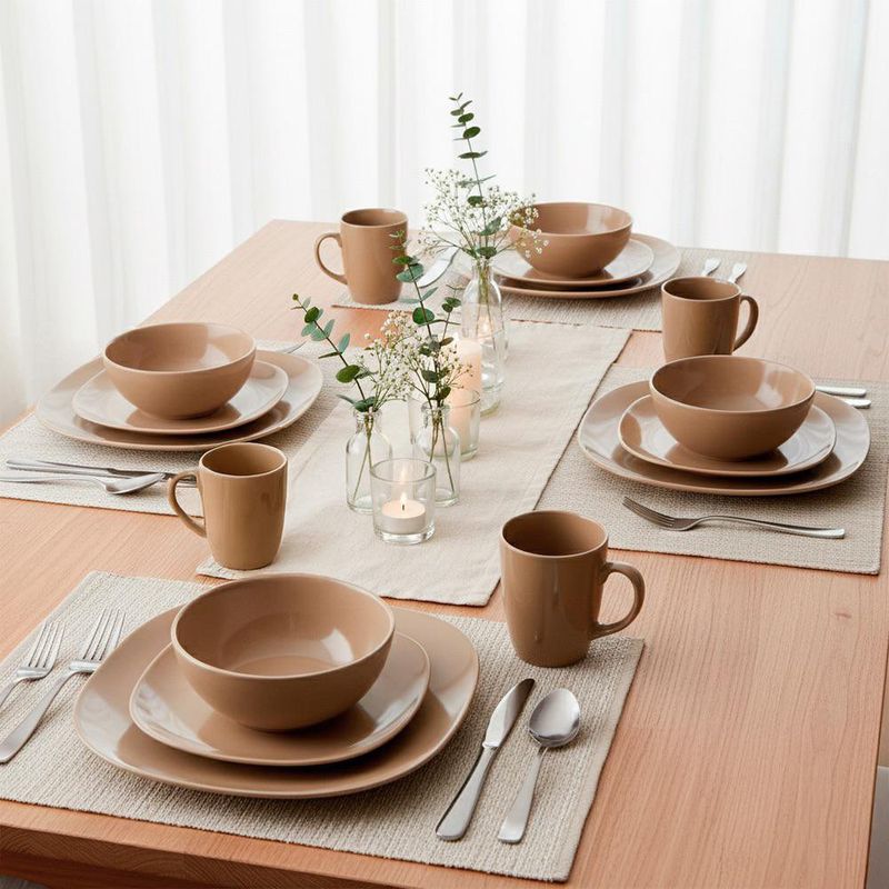 Vajilla Cuadrada Mocha 16 Pzas