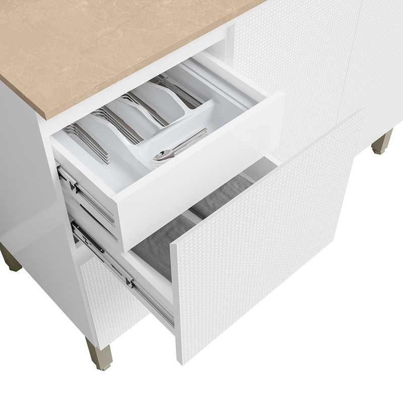 Gabinete Base Art con 3 Puertas Color Blanco y Beige para Cocina de 120 cm