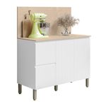 Gabinete Base Art con 3 Puertas Color Blanco y Beige para Cocina de 120 cm