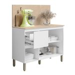 Gabinete Base Art con 3 Puertas Color Blanco y Beige para Cocina de 120 cm