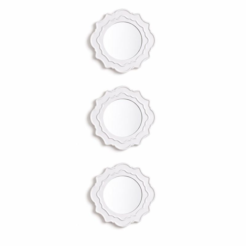 Set de 3 Espejos Blancos con Marco en Forma de Sol