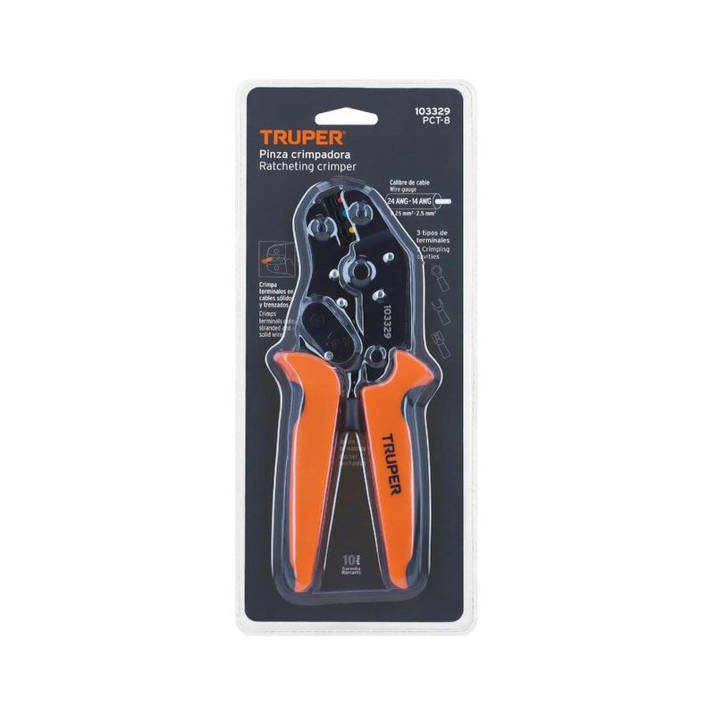 Pinza Crimpadora Calibre de Cable 24-14 AWG 8 Plg