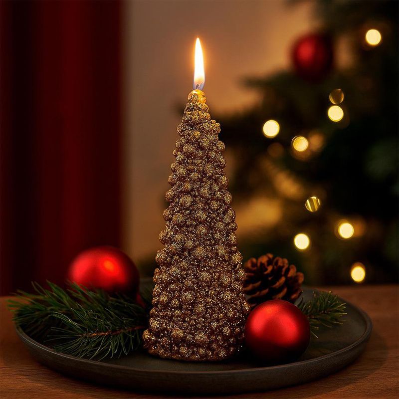 Vela Dorada Árbol Navideño Pequeña