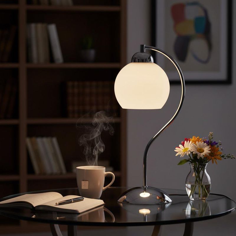 Lámpara de Mesa Satín Blanco 1 Luz 60 W