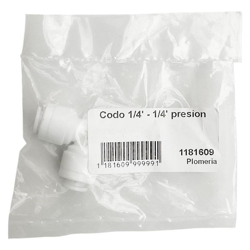 Codo 1/4 Plg a Presión para Conexión Rápida
