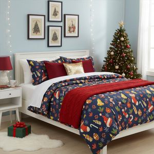 Edredón con Diseño de Botas Navideñas Tamaño Full Queen