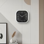 Reloj de Pared Cuadrado 30 cm Negro con Marco Blanco