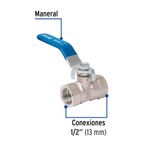 Válvula Bola 1/2 Plg de Latón con Rosca