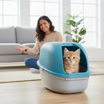 Arenero para Gato de 40.5x60x40.5 Cm Color Azul y Gris