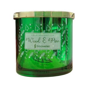 Vela Aromática en Tarro Verde Metalizado Wood & Pine