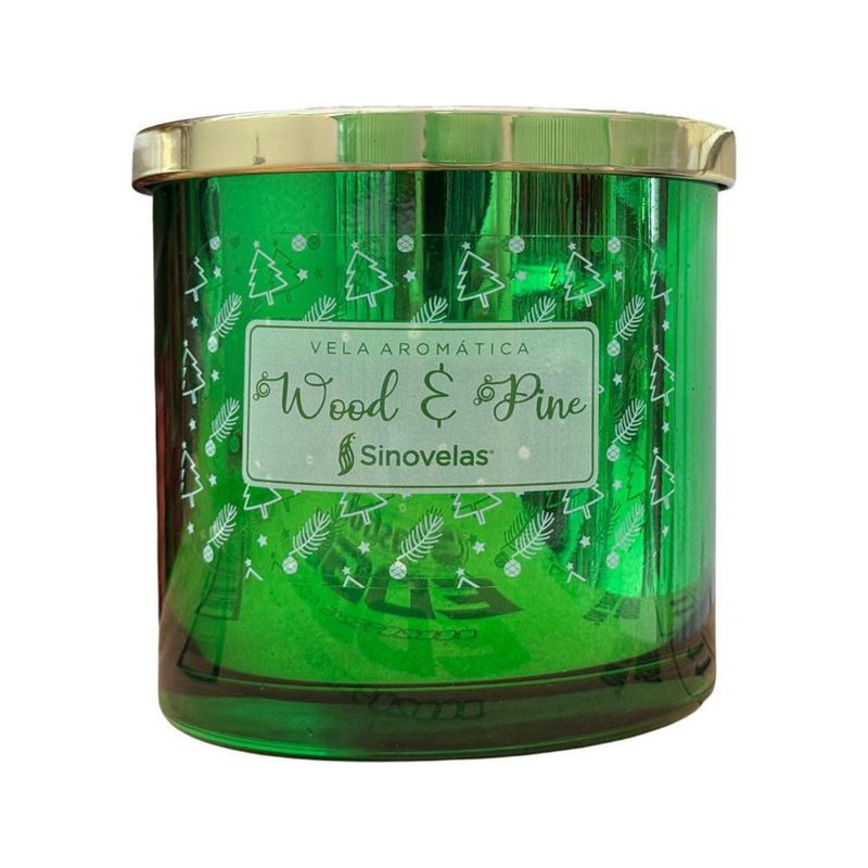 Vela Aromática en Tarro Verde Metalizado Wood & Pine