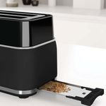 Tostador de Pan con Ranura Larga para 4 Rebanadas Color Negro