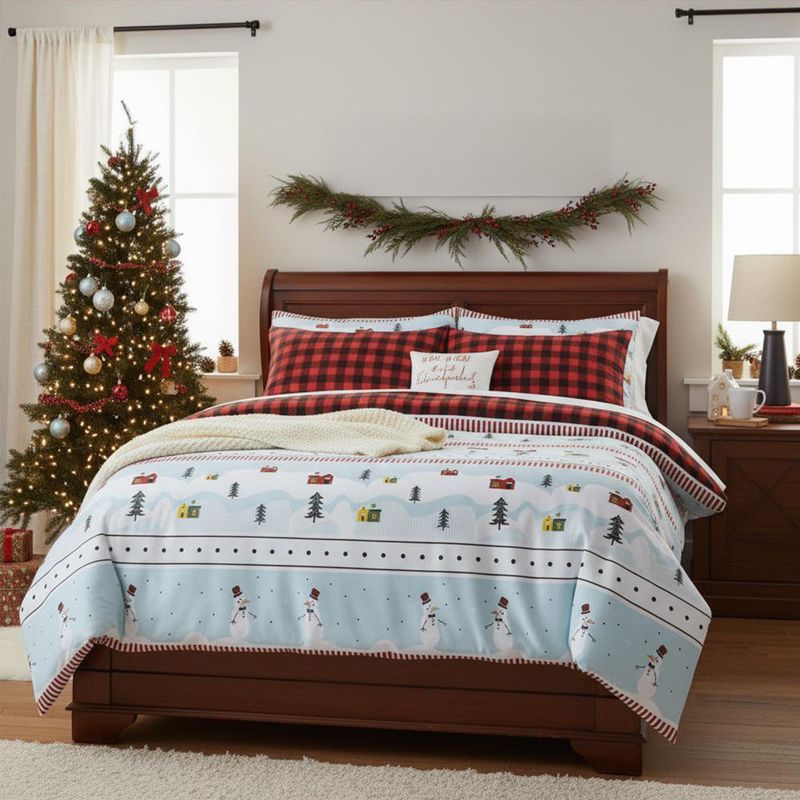 Edredón con Diseño de Villa Navideña Tamaño King