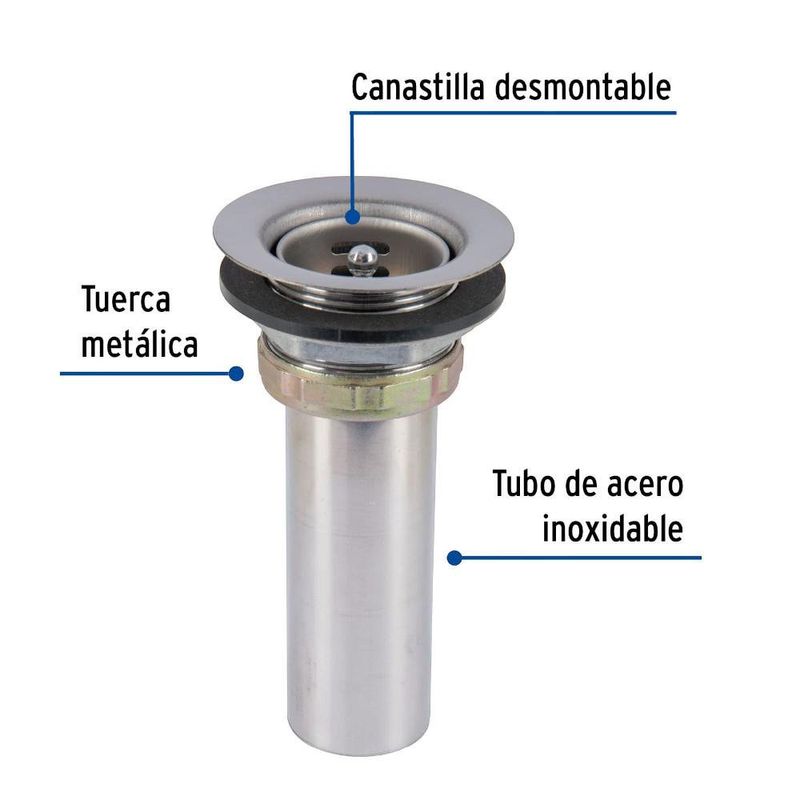 Contracanasta 2x1 1/2 Plg Tipo Bar Inoxidable