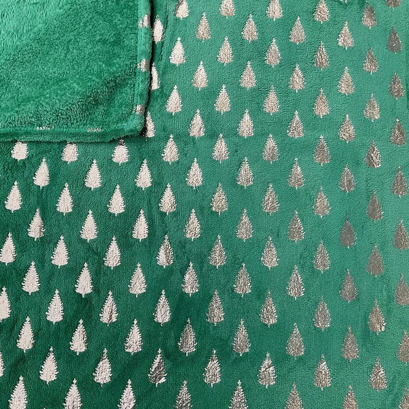 Manta Decorativa Verde Árbol Dorado 127x152 cm