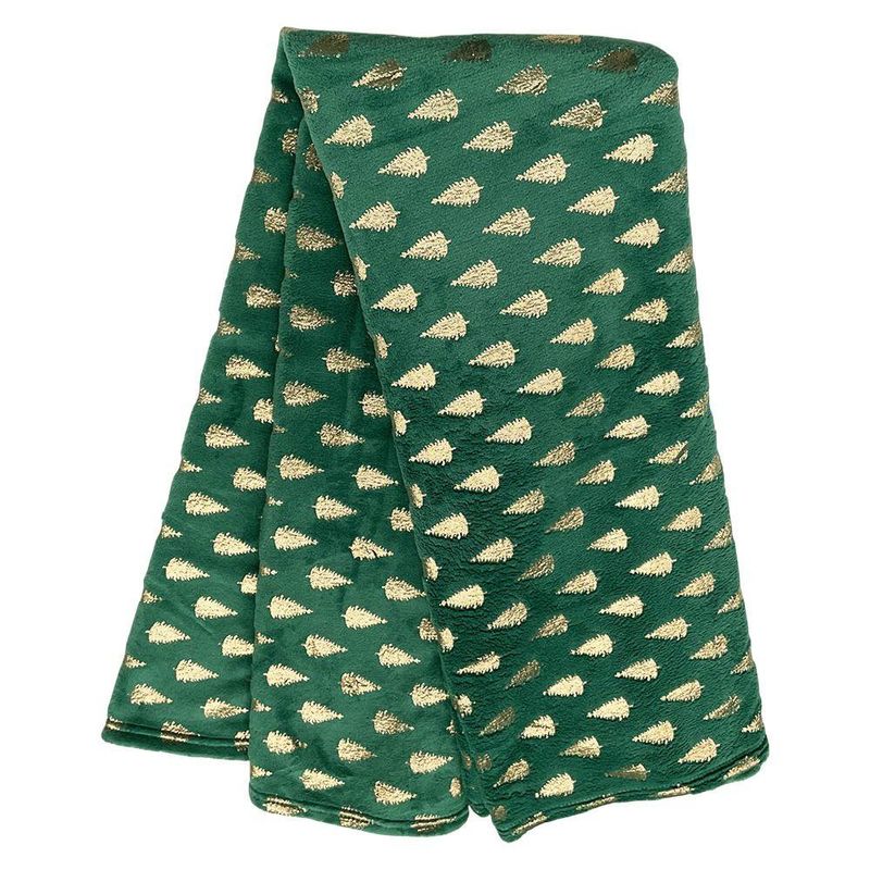 Manta Decorativa Verde Árbol Dorado 127x152 cm