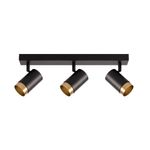 Lámpara Spot de Techo con 3 Luces Negra y Dorada