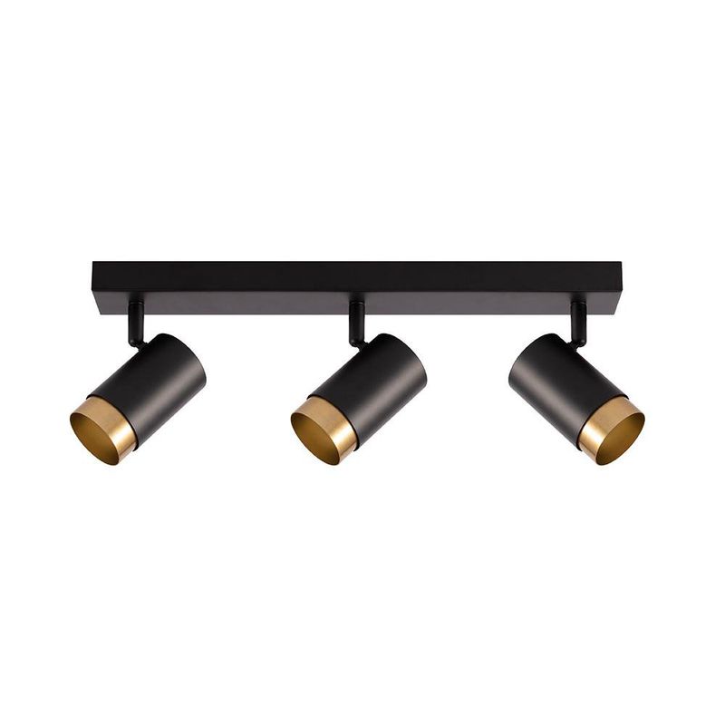 Lámpara Spot de Techo con 3 Luces Negra y Dorada