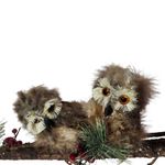 Colgante Navideño de Tronco con Búhos y Detalles Naturales