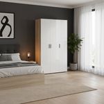 Armario de 3 Puertas para Dormitorio 50 x 118 x 201 cm Blanco y Beige