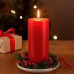 Vela Roja Cilíndrica Alta para Navidad