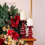 Candelero Decorativo Rojo con Detalles