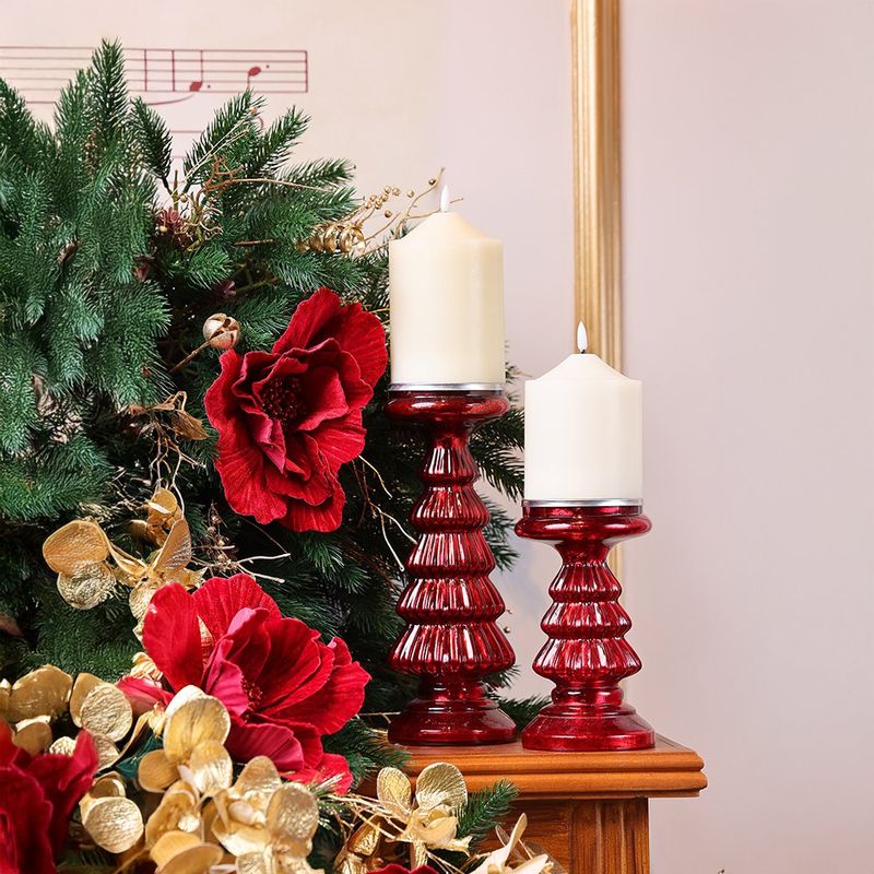 Candelero Decorativo Rojo con Detalles