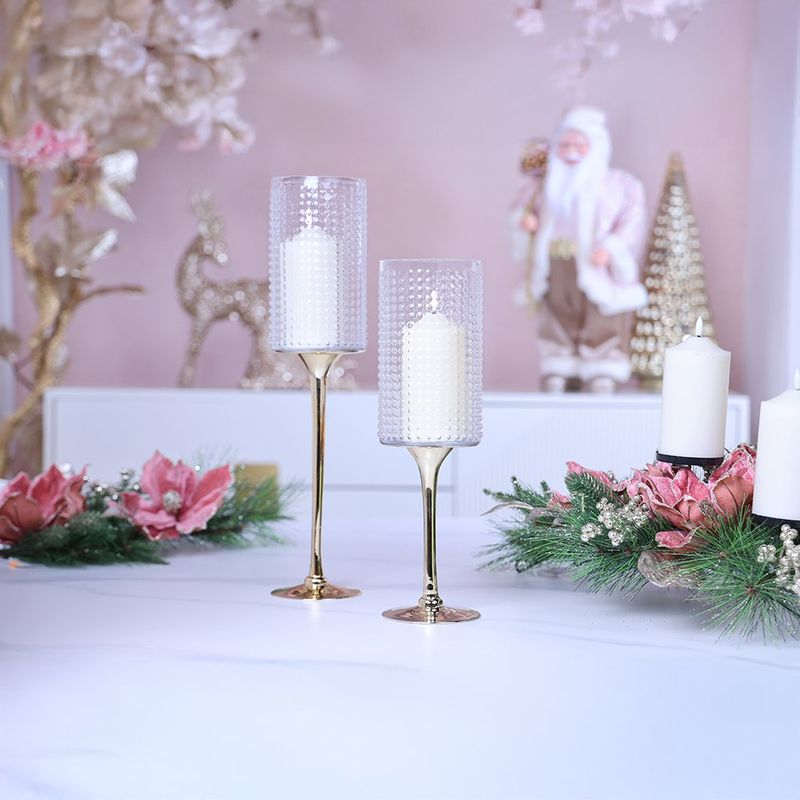 Candelero Tipo Copa con Base Dorada