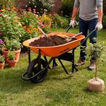 Carreta de Metal con Llanta Sólida Naranja 4.5 Pies³