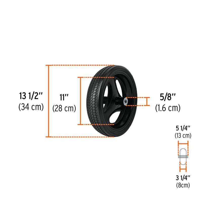 Carreta de Metal con Llanta Sólida Naranja 4.5 Pies³