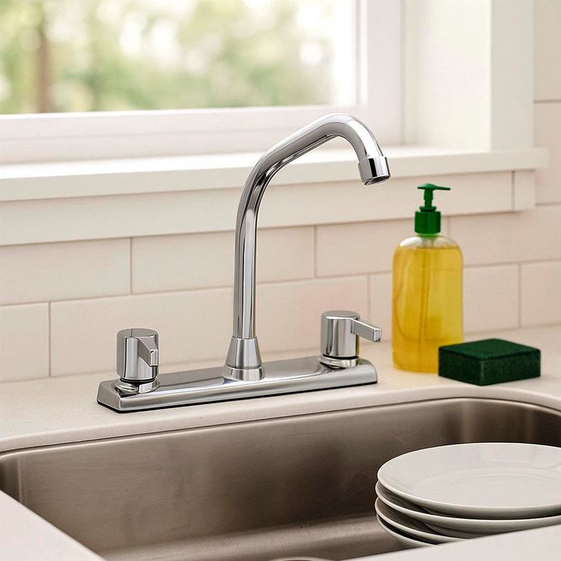 Grifo Mezclador para Lavatrastos Llaves Tipo Palanca 8 Plg Cromo