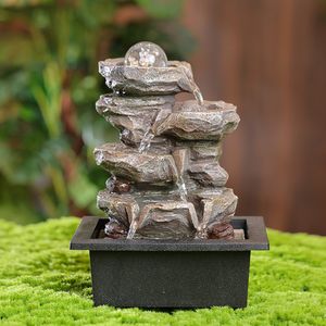 Fuente de Agua con Luz y Rocas en Cascada de 4 Niveles