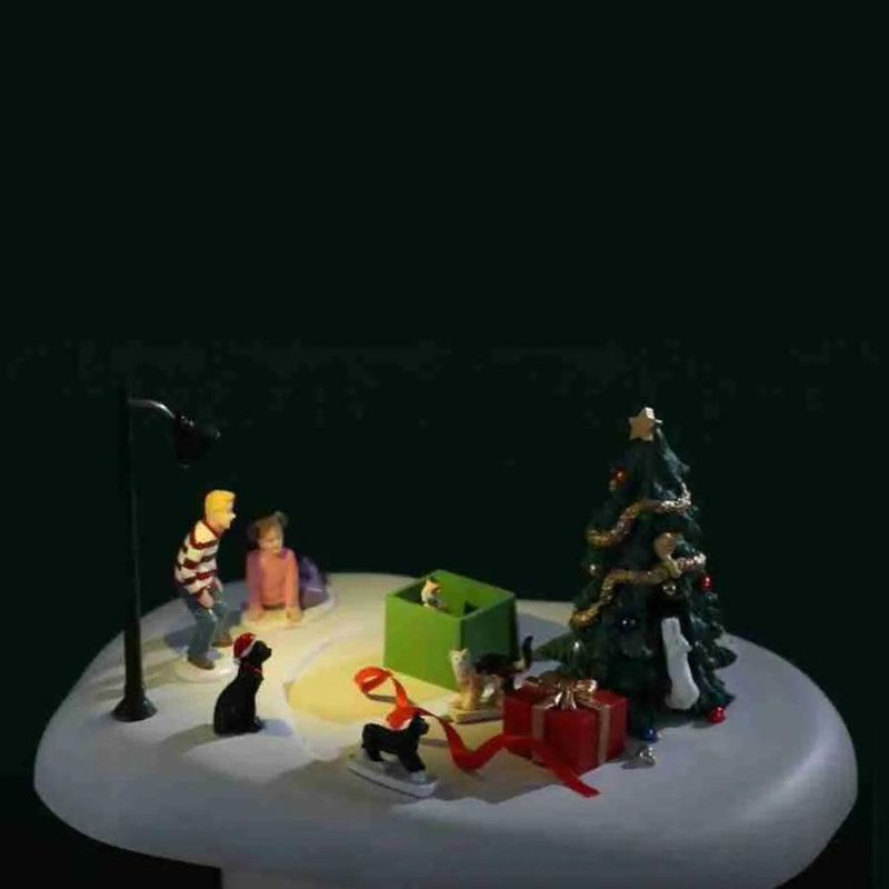 Figura de Gatos Navideños con Luz, Movimiento y Sonido