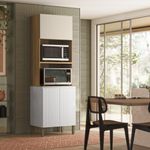 Despensa Tipo Torre Art para 2 Hornos Color Castaño y Blanco para Cocina de 222 cm