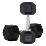 Mancuerna de 25 Lb Hexagonal con Forro de Goma