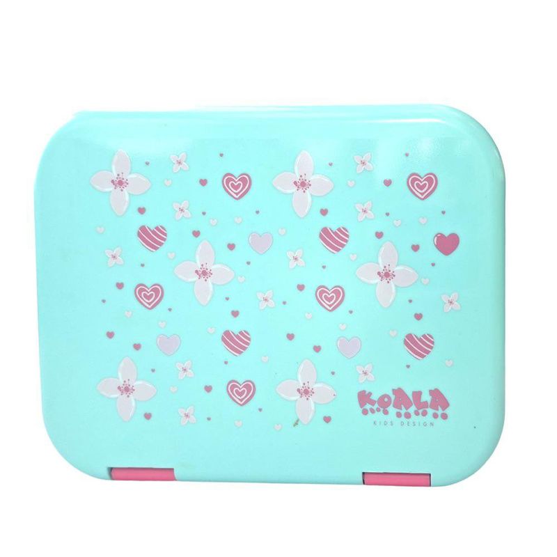 Lonchera Infantil Rosa y Aqua con Divisiones y Cubiertos Integrados