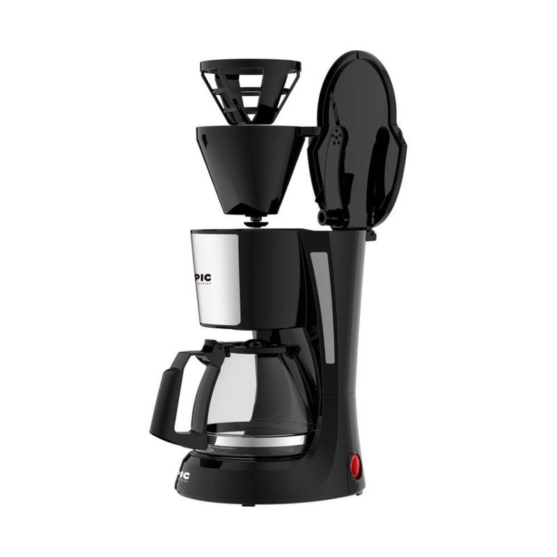 Cafetera de Filtro y Jarra de Vidrio 6 Tazas Negra 0.5 L