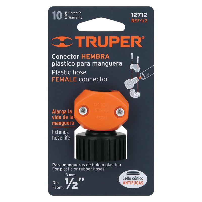 Conector Hembra Plástico Rosca de 1/2 Plg