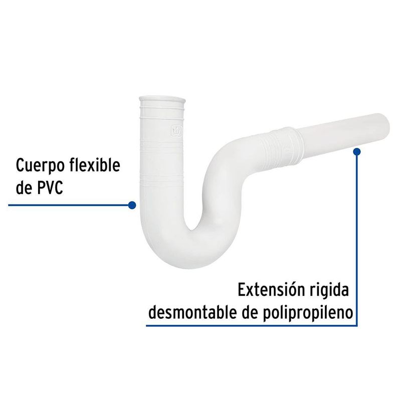 Sifón para Lavaplatos Flexible 1 1/2 Plg de PVC con Extensión