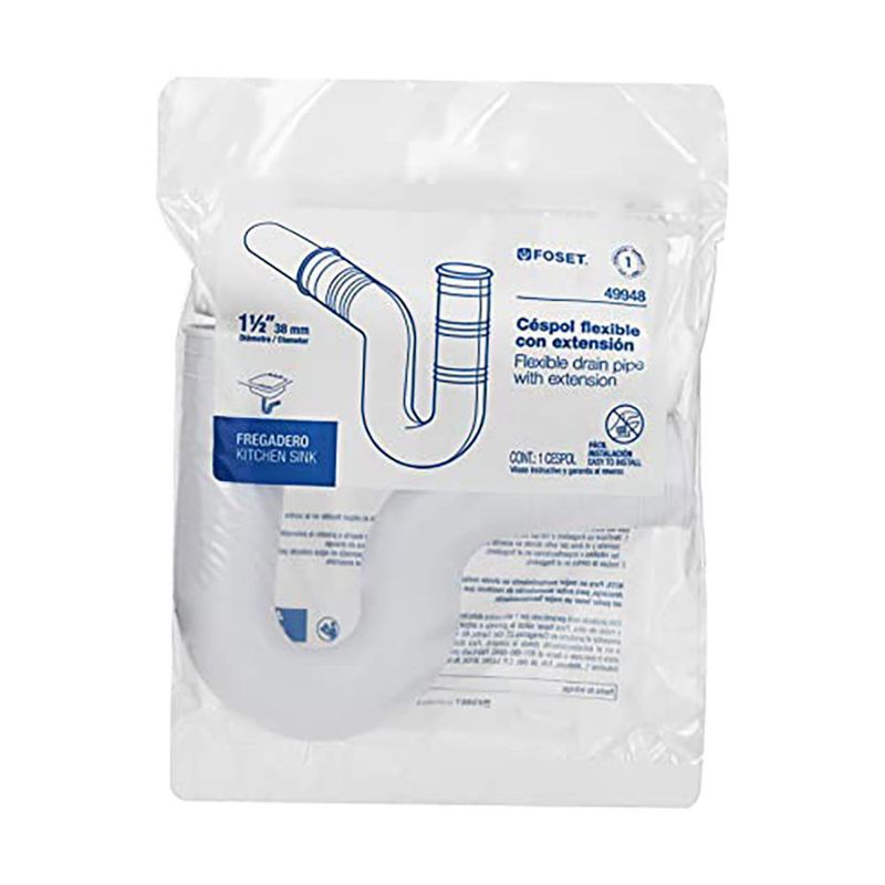 Sifón para Lavaplatos Flexible 1 1/2 Plg de PVC con Extensión