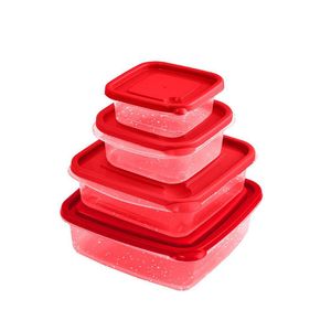 Set de Contenedores Herméticos Cuadrados Rojos 8 Pzas.