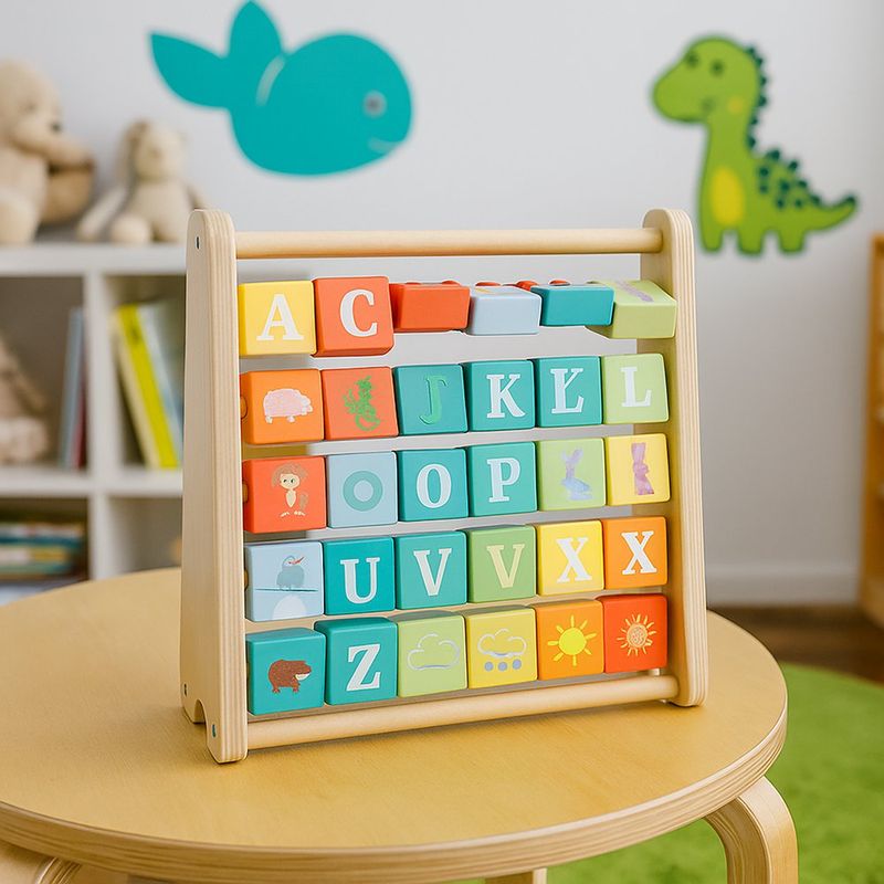 Juguete Didáctico 2 en 1 Abecedario y Ábaco de Madera