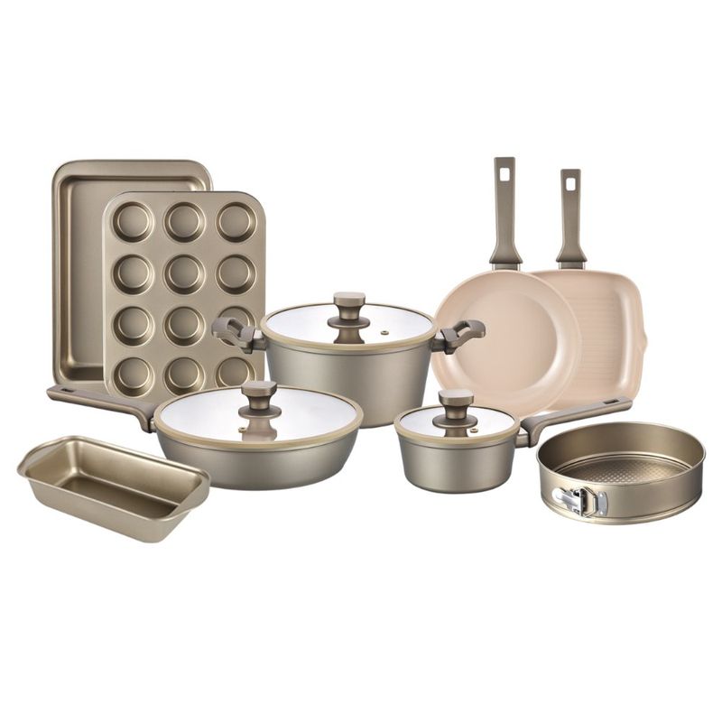 Batería de Cocina Natale Dorada 12 Piezas Antiadherente