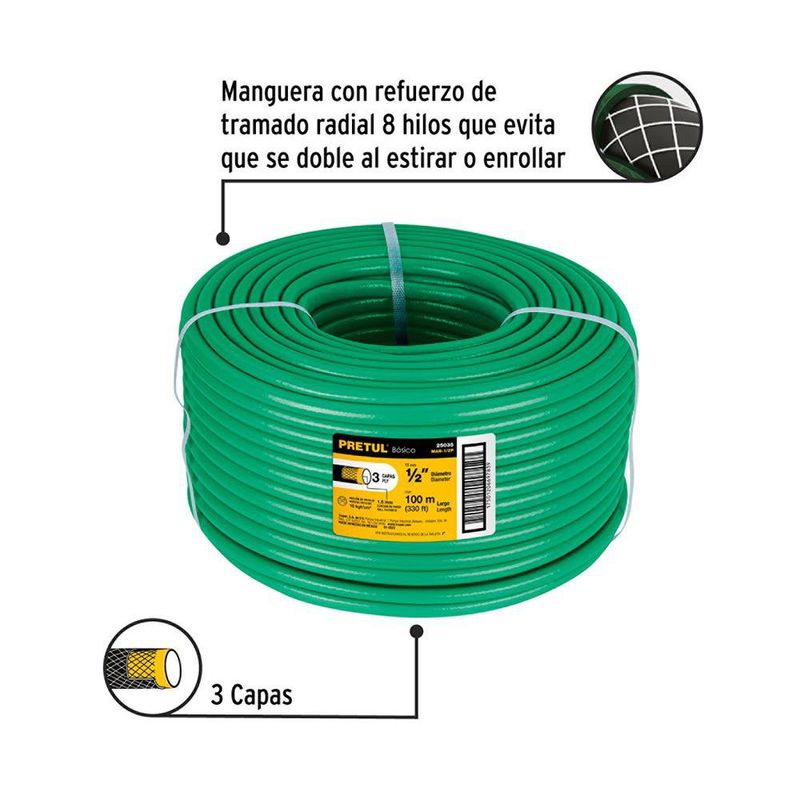 Manguera Convencional 2 Capas Venta por Metro 1/2 Plg