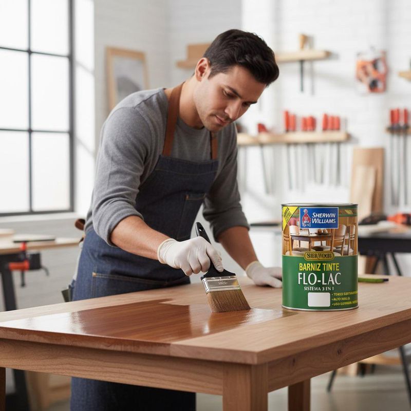 Barniz Tinte Flo-Lac Brillante Nogal 1/4 Gal