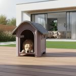 Casa para Perro Plástica Mediana tipo Cabaña Color Gris