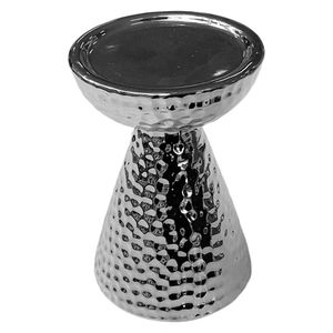 Portavela Plateado Texturizado Pequeño 15 cm
