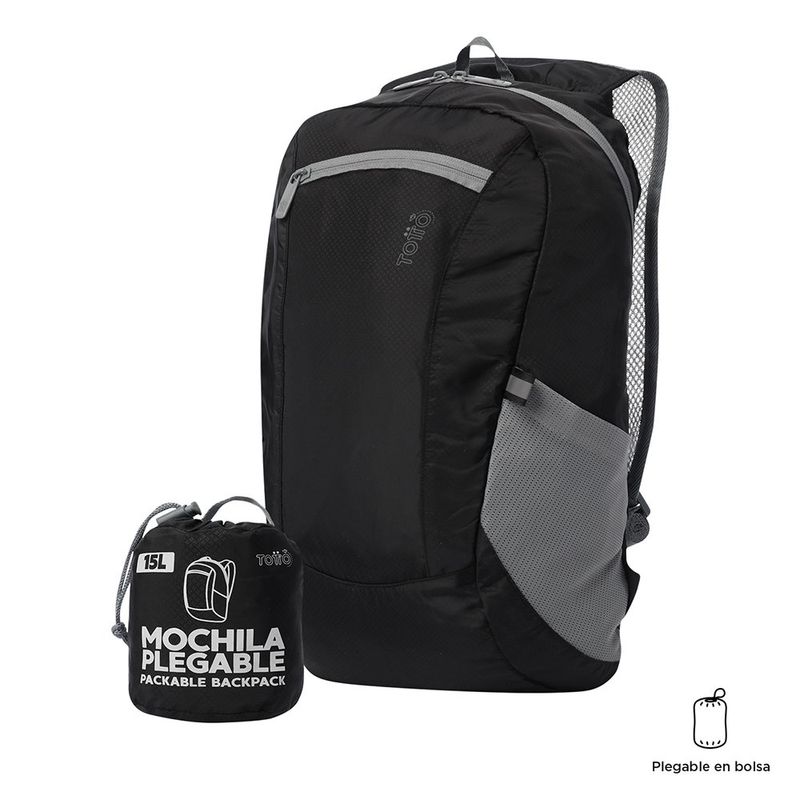 Mochila Plegable Negra Troker